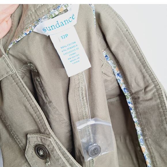 Sundance Cargo Pants 12P Petite Khaki Mid Rise Stretch Cotton Pockets Utility - Picture 3 of 10